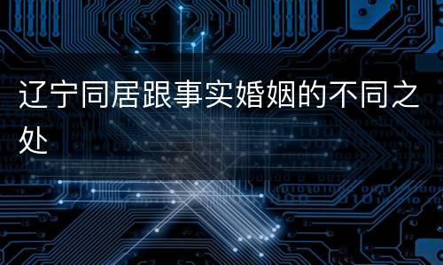 辽宁同居跟事实婚姻的不同之处