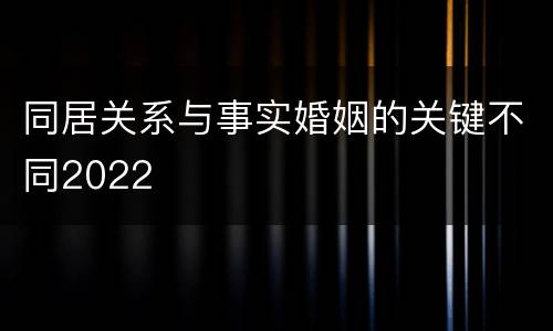 同居关系与事实婚姻的关键不同2022