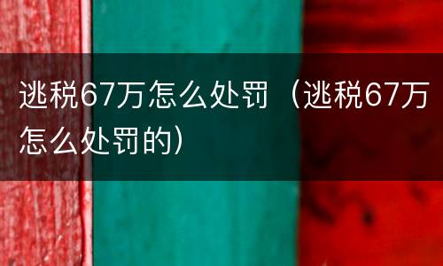 逃税67万怎么处罚（逃税67万怎么处罚的）
