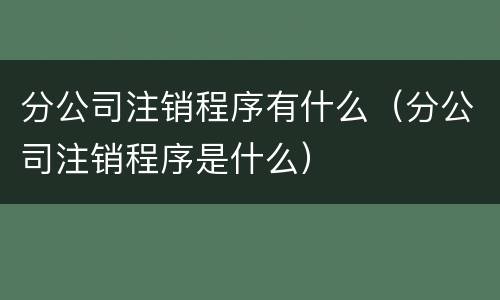 分公司注销程序有什么（分公司注销程序是什么）