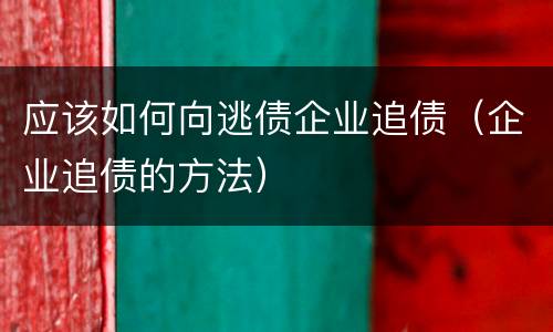 应该如何向逃债企业追债（企业追债的方法）