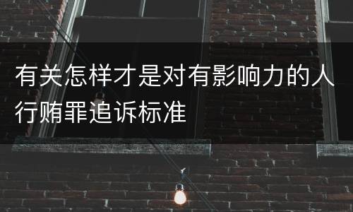 有关怎样才是对有影响力的人行贿罪追诉标准