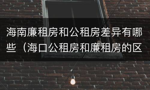 海南廉租房和公租房差异有哪些（海口公租房和廉租房的区别）