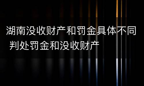 湖南没收财产和罚金具体不同 判处罚金和没收财产