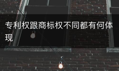 专利权跟商标权不同都有何体现
