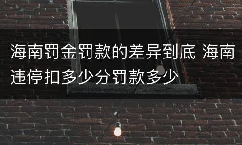 海南罚金罚款的差异到底 海南违停扣多少分罚款多少