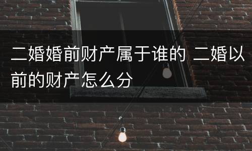 二婚婚前财产属于谁的 二婚以前的财产怎么分