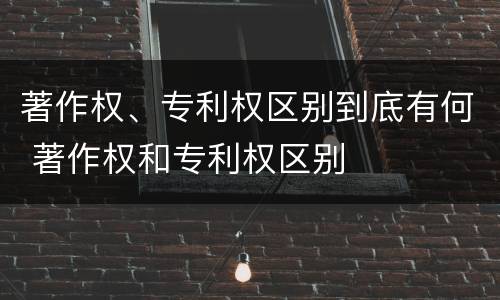 著作权、专利权区别到底有何 著作权和专利权区别