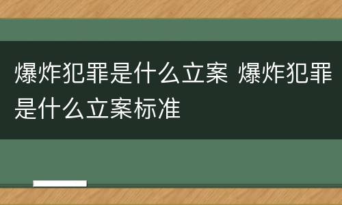 爆炸犯罪是什么立案 爆炸犯罪是什么立案标准