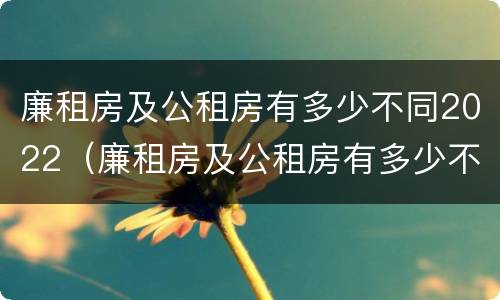 廉租房及公租房有多少不同2022（廉租房及公租房有多少不同2022年的）