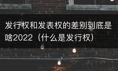 发行权和发表权的差别到底是啥2022（什么是发行权）