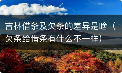 吉林借条及欠条的差异是啥（欠条给借条有什么不一样）