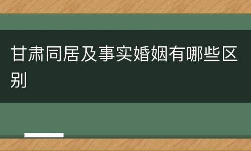 甘肃同居及事实婚姻有哪些区别