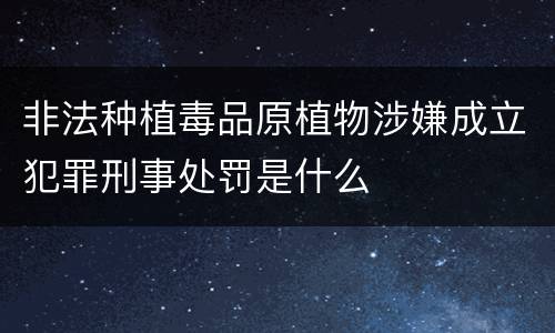 非法种植毒品原植物涉嫌成立犯罪刑事处罚是什么
