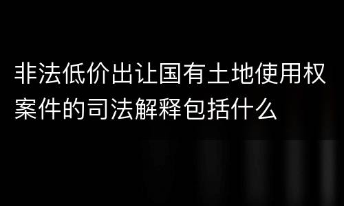 非法低价出让国有土地使用权案件的司法解释包括什么