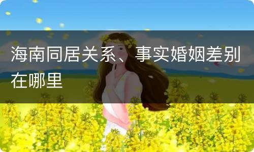 海南同居关系、事实婚姻差别在哪里