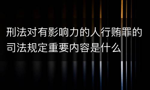 刑法对有影响力的人行贿罪的司法规定重要内容是什么