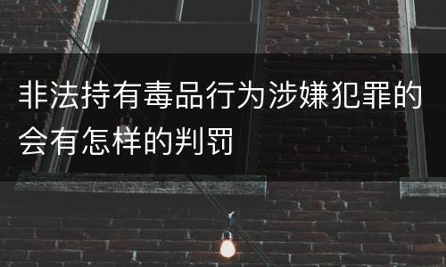 非法持有毒品行为涉嫌犯罪的会有怎样的判罚