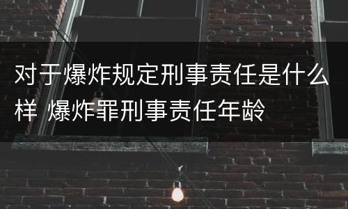 对于爆炸规定刑事责任是什么样 爆炸罪刑事责任年龄