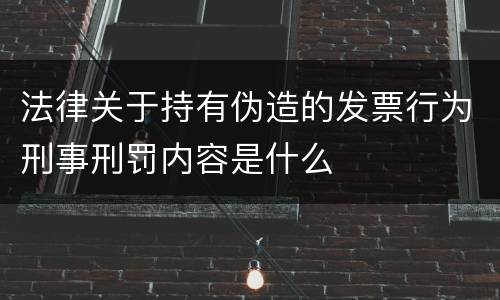 法律关于持有伪造的发票行为刑事刑罚内容是什么