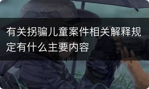 有关拐骗儿童案件相关解释规定有什么主要内容