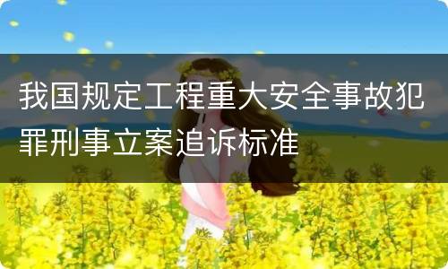 我国规定工程重大安全事故犯罪刑事立案追诉标准