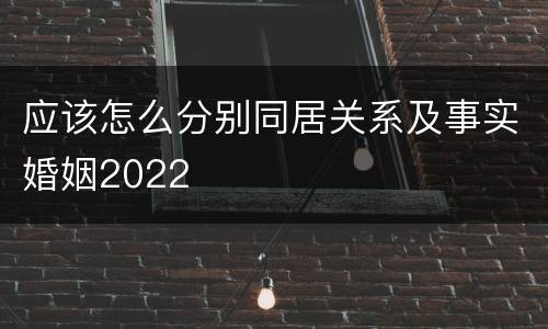 应该怎么分别同居关系及事实婚姻2022