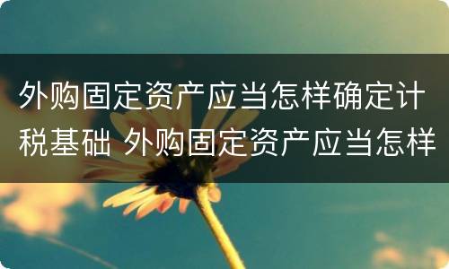 外购固定资产应当怎样确定计税基础 外购固定资产应当怎样确定计税基础金额