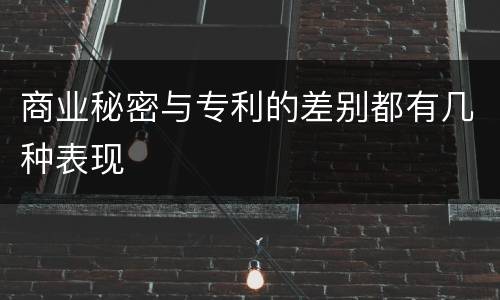 商业秘密与专利的差别都有几种表现