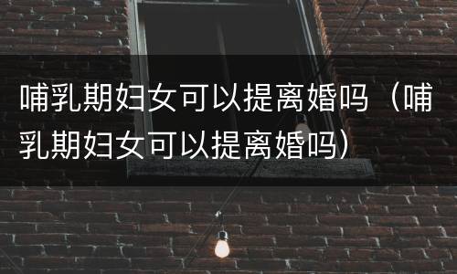 哺乳期妇女可以提离婚吗（哺乳期妇女可以提离婚吗）