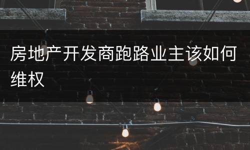 房地产开发商跑路业主该如何维权