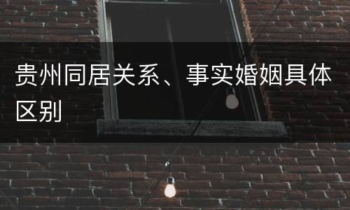 贵州同居关系、事实婚姻具体区别