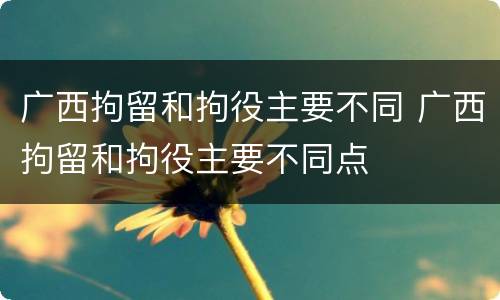 广西拘留和拘役主要不同 广西拘留和拘役主要不同点