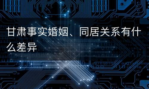 甘肃事实婚姻、同居关系有什么差异