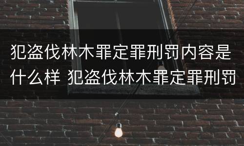 犯盗伐林木罪定罪刑罚内容是什么样 犯盗伐林木罪定罪刑罚内容是什么样的