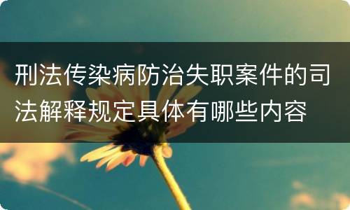 刑法传染病防治失职案件的司法解释规定具体有哪些内容