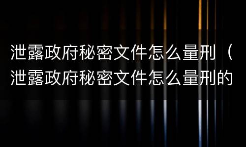泄露政府秘密文件怎么量刑（泄露政府秘密文件怎么量刑的）