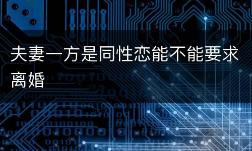 夫妻一方是同性恋能不能要求离婚